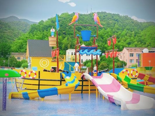 Large Holiday Resort Fiberglass Pirate Ship boat dengan slide