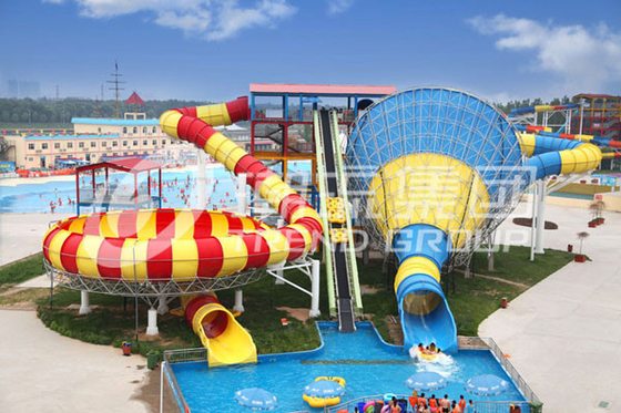 Disesuaikan Super Tornado Fiberglass Water Slides 14.6m Platform Tinggi untuk Themed Water Park