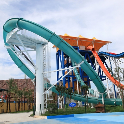 Transparan Aqua Loop Fiberglass Water Slides Hot Galvanizing