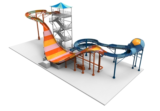 Magic Flying Blanket Fiberglass Water Slides Platform 20m Untuk Proyek Taman Hiburan