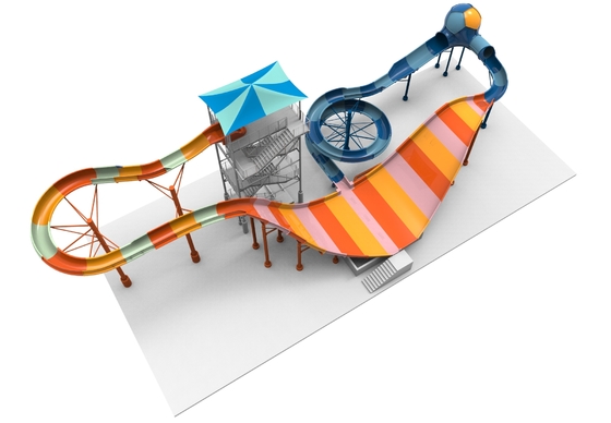 Magic Flying Blanket Fiberglass Water Slides Platform 20m Untuk Proyek Taman Hiburan