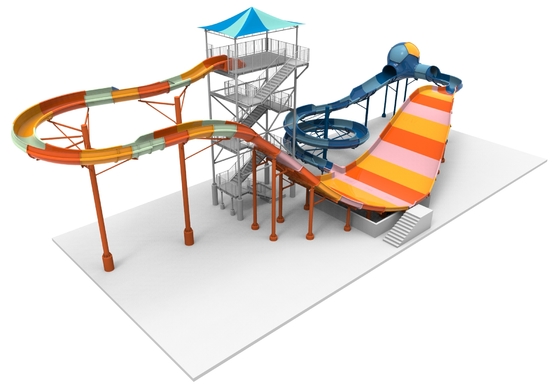 Magic Flying Blanket Fiberglass Water Slides Platform 20m Untuk Proyek Taman Hiburan