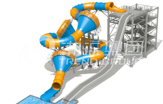 Lucu Fiberglass Air Slides Tinggi 16m Tantrum Lembah Kapasitas 480 Riders / h untuk Water Park