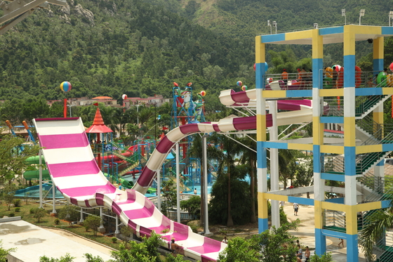 Outdoor Custom Water Slides Amusement Park Boomerang Aqua Slide Untuk 2 Orang