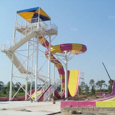 Slide air boomerang serat kaca yang dimatikan untuk 2 pengendara - ketinggian 13,8m Vison Waterparks