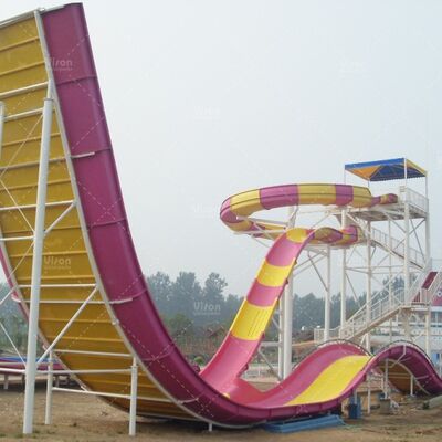 Fiberglass Boomerang Water Slide untuk 2 Penunggang untuk hotel resor Vison Waterparks