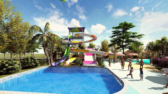 Large Holiday Resort Fiberglass Amusement park reosrt water slide with