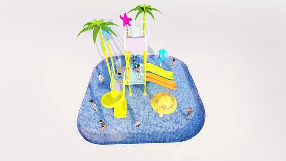 6.3m*6.3m*4.5m Ocean Style Theme Aqua Playground dengan Jaminan 12 Bulan untuk Wet Play Area