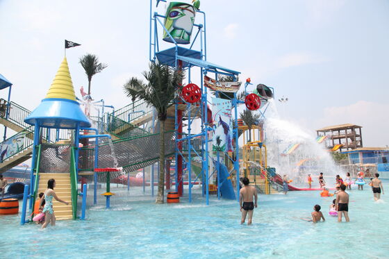 Struktur Permainan Air Super dengan Seluncur Fiberglass yang Dipasang Tangan dan Struktur Baja Galvanis Celup Panas untuk Dukungan Turnkey