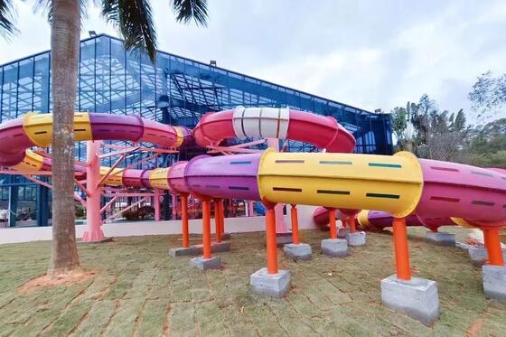Slide Light Tunnel dengan Efek Cahaya yang mengalir - Atraksi Malam Slide Air Serat Kaca untuk Taman Air