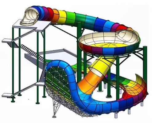 18m High Sky Fiberglass Pit Slide dengan 12m Super Bowl dan 4 orang Raft Thrill Ride