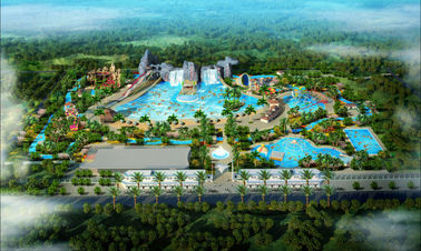 Vison Hotspring Waterpark Project, Fiberglass Water Park Equipment / Customized Aqua Park Project