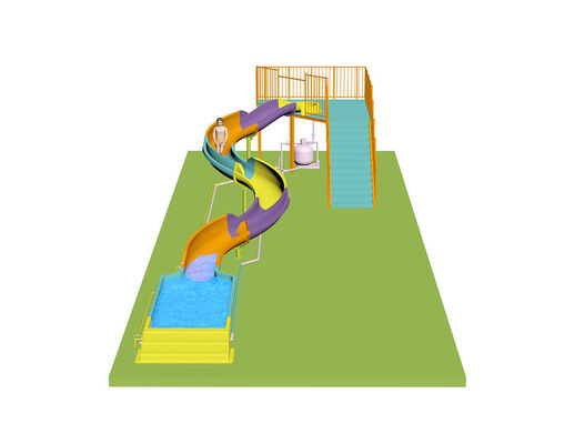 Slide Air Spiral Anak-anak Untuk Bahan Serat Kaca Taman Air