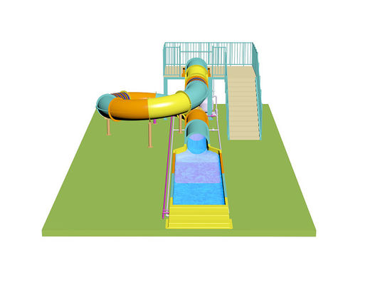 Slide air anak-anak dengan bahan serat kaca untuk pemasangan cepat dan panjang yang disesuaikan di taman air